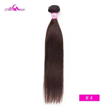 Extensiones de cabello humano Ali Coco, liso peruano, de 8 a 30 pulgadas, 1/3/4 mechones, cabello natural n.° 2, n.° 4, n.° 613