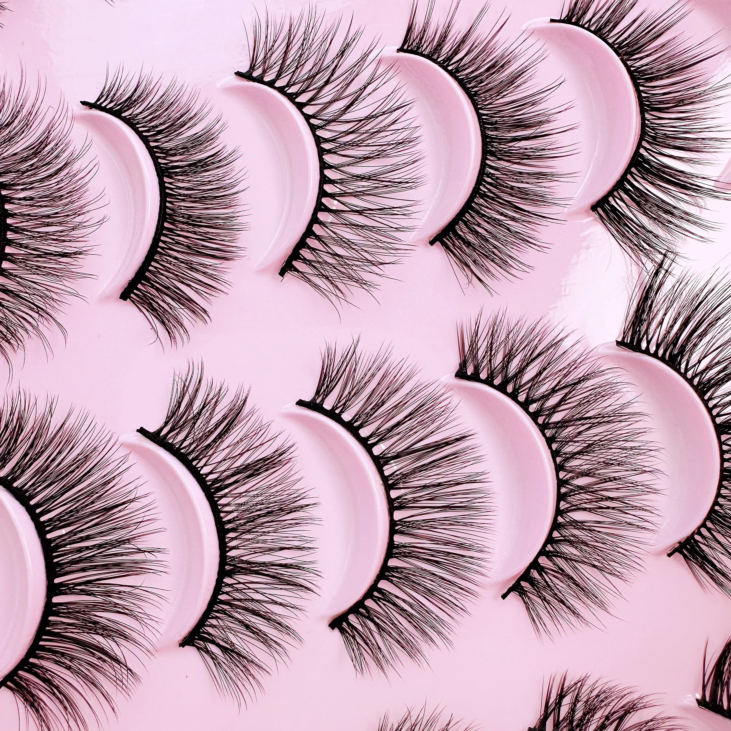 20 pares Nuevas Pestañas Postizas Sintéticas Naturales Mixtas 3D Gruesas y Largas Desordenadas Reutilizables