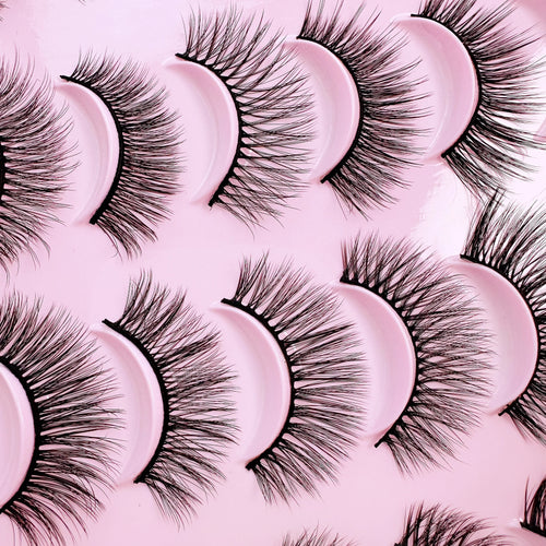 20 pares Nuevas Pestañas Postizas Sintéticas Naturales Mixtas 3D Gruesas y Largas Desordenadas Reutilizables